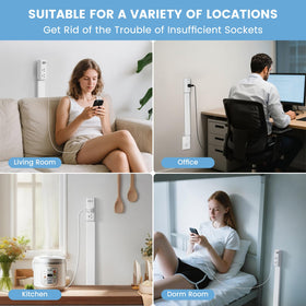 TECHY Outlet Extender Stick rotates and extends to reach concealed outlets.