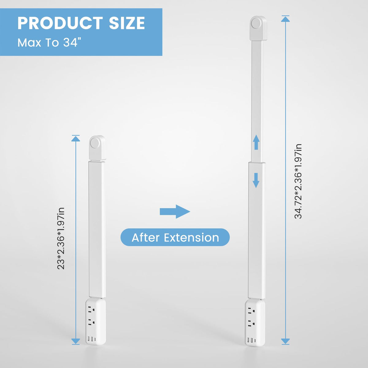 TECHY Outlet Extender Stick has two AC outlets for extra power options.
