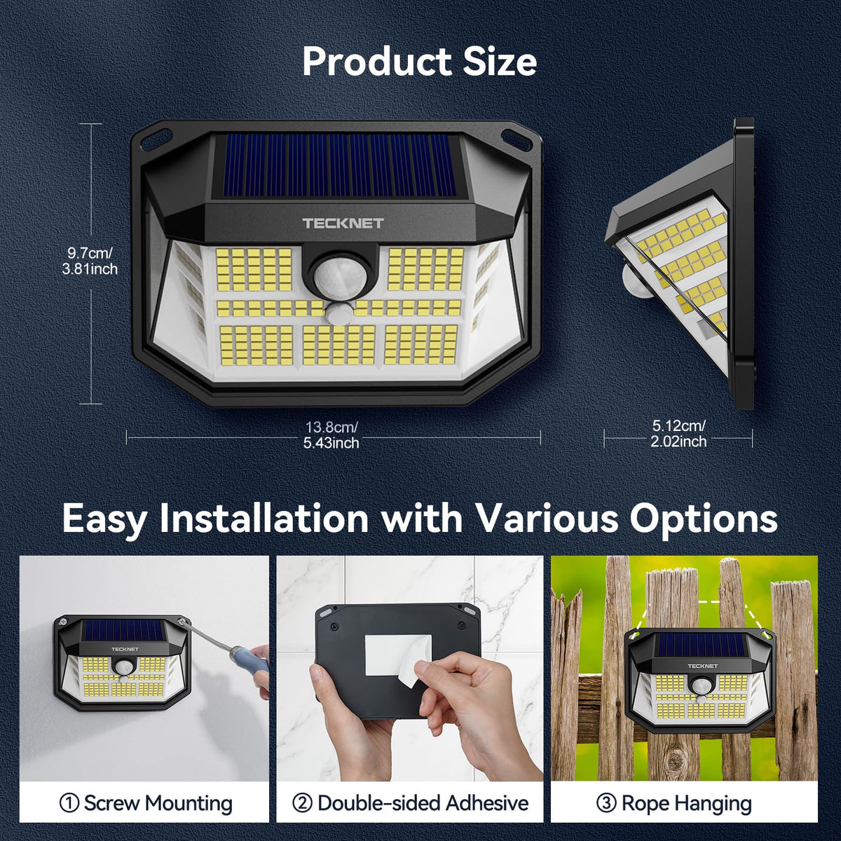 Efficient solar charging provides reliable night illumination after a full sunny day.