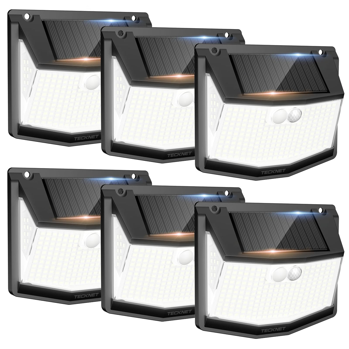TECKNET 248 LED outdoor solar light front view showing broad illumination for pathways