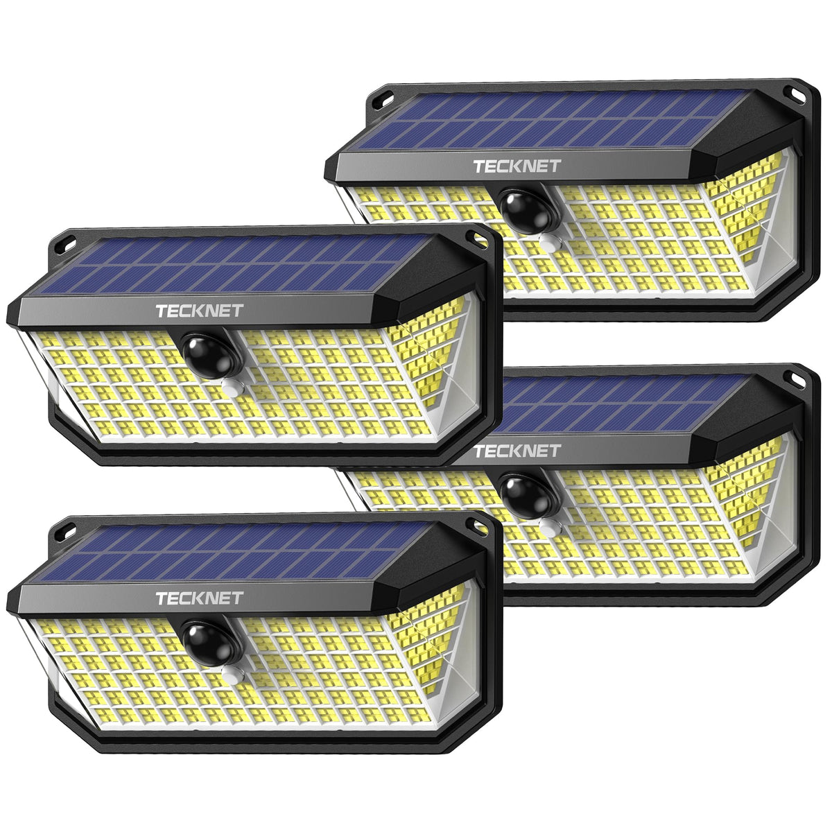 TECKNET 4200LM 416-LED outdoor solar lights illuminate wide exterior spaces efficiently.