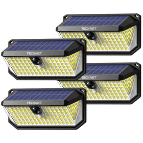 TECKNET 4200LM 416-LED outdoor solar lights illuminate wide exterior spaces efficiently.