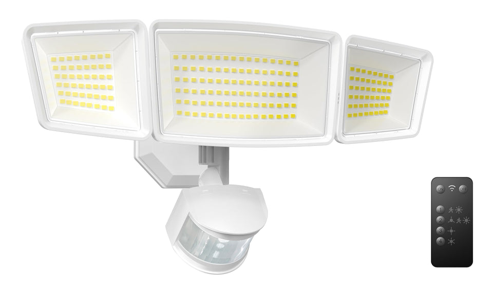 TECKNET 7500LM motion-sensor light, front view, enhances entry security at night.