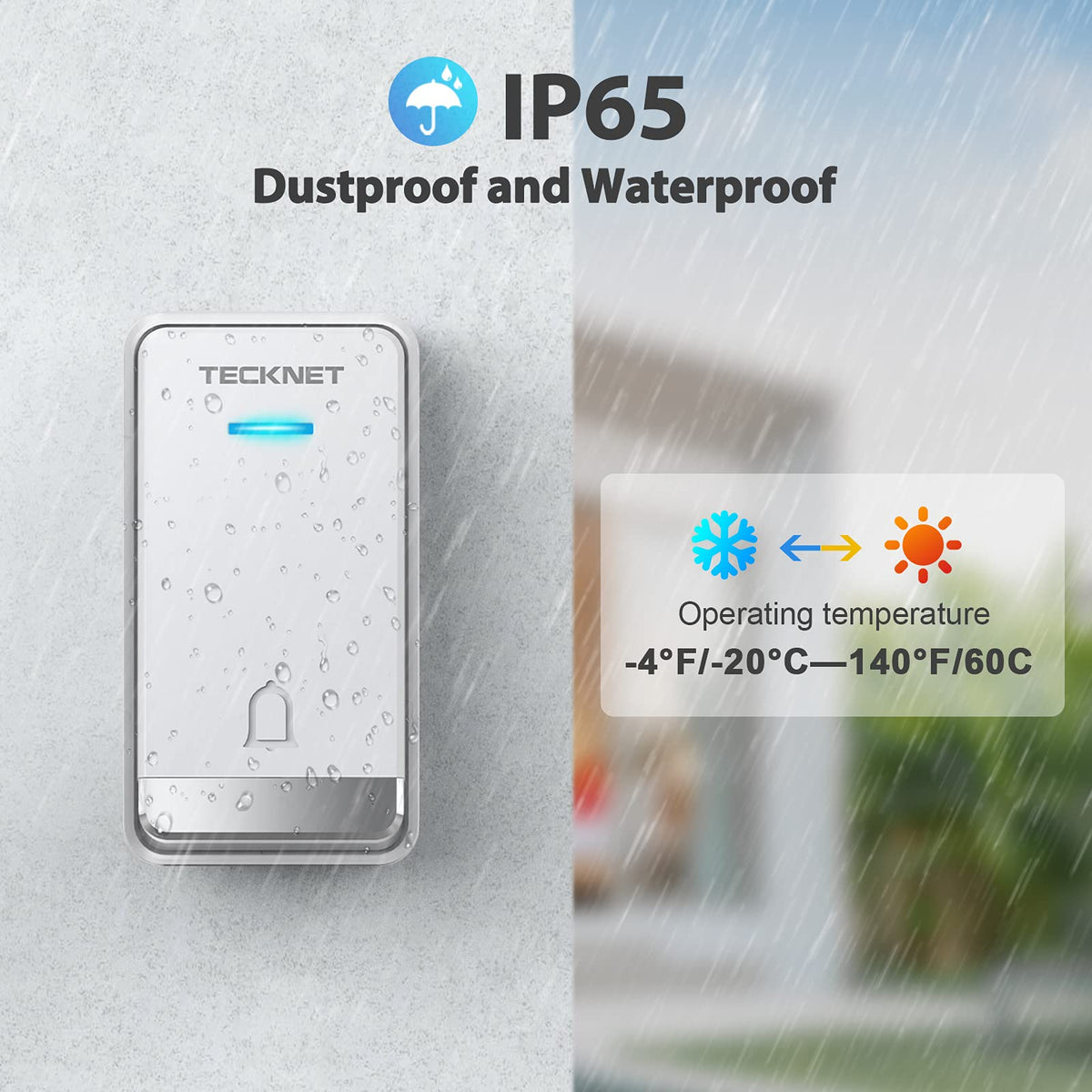 TECKNET doorbell offers 60 ringtones for tailored alerts.