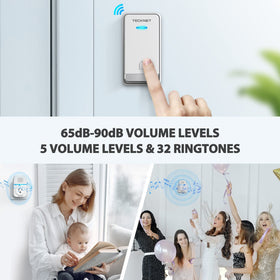 TECKNET doorbell volume control with five levels for any environment.