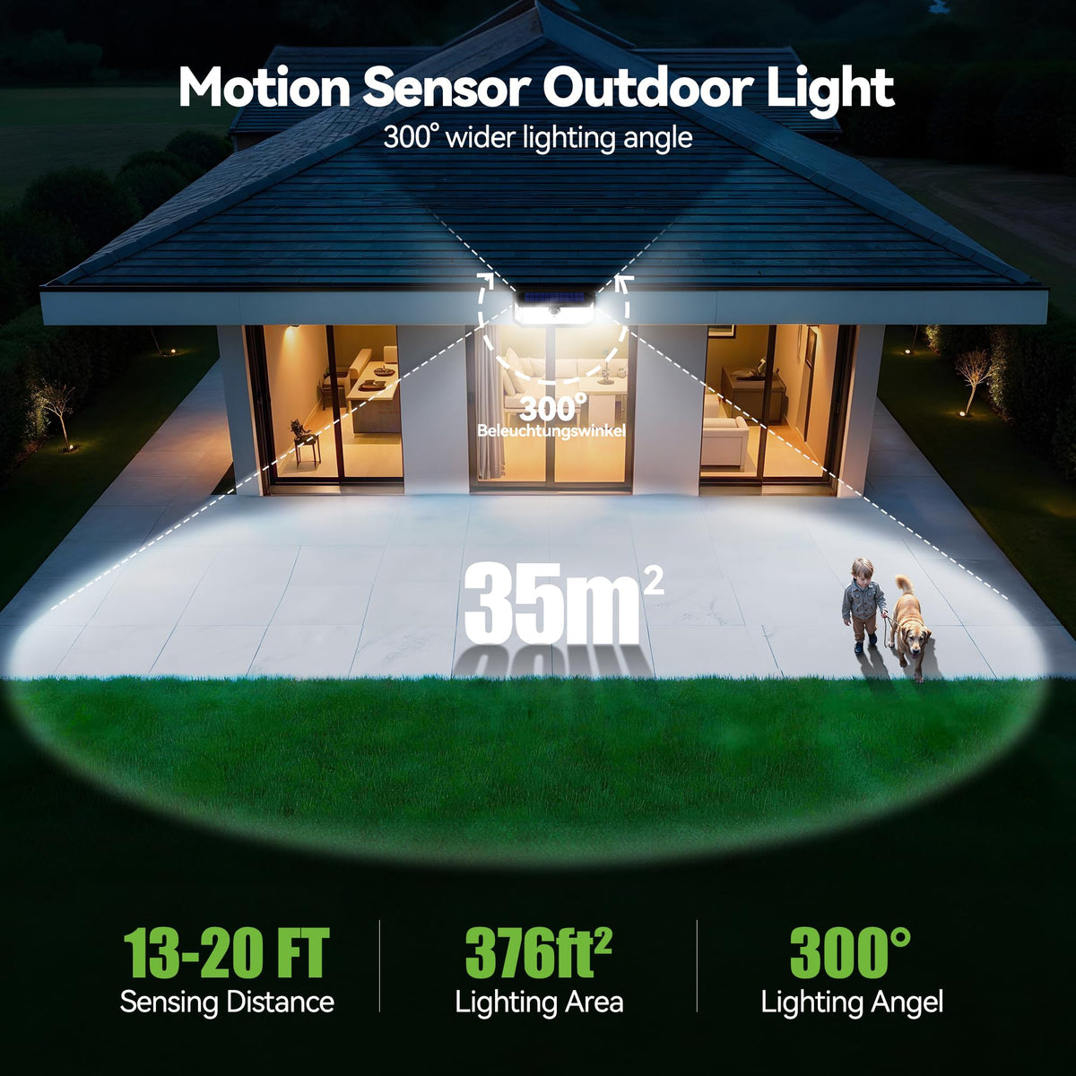 TECKNET IP66 waterproof solar light stands up to rain and sun.