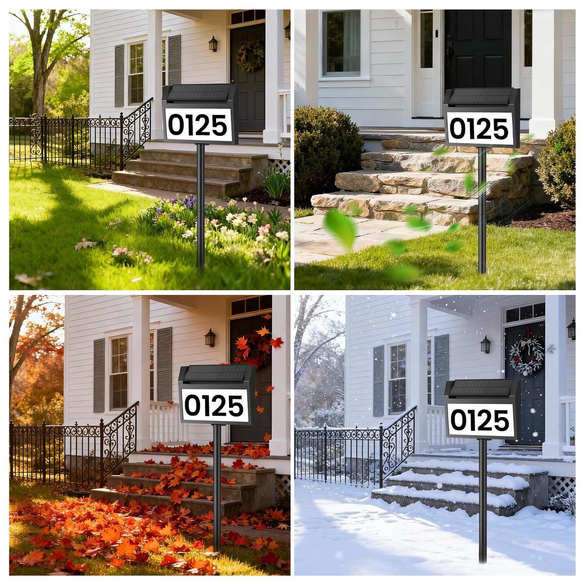 TECKNET solar address sign IP65 enclosure withstands all-weather conditions