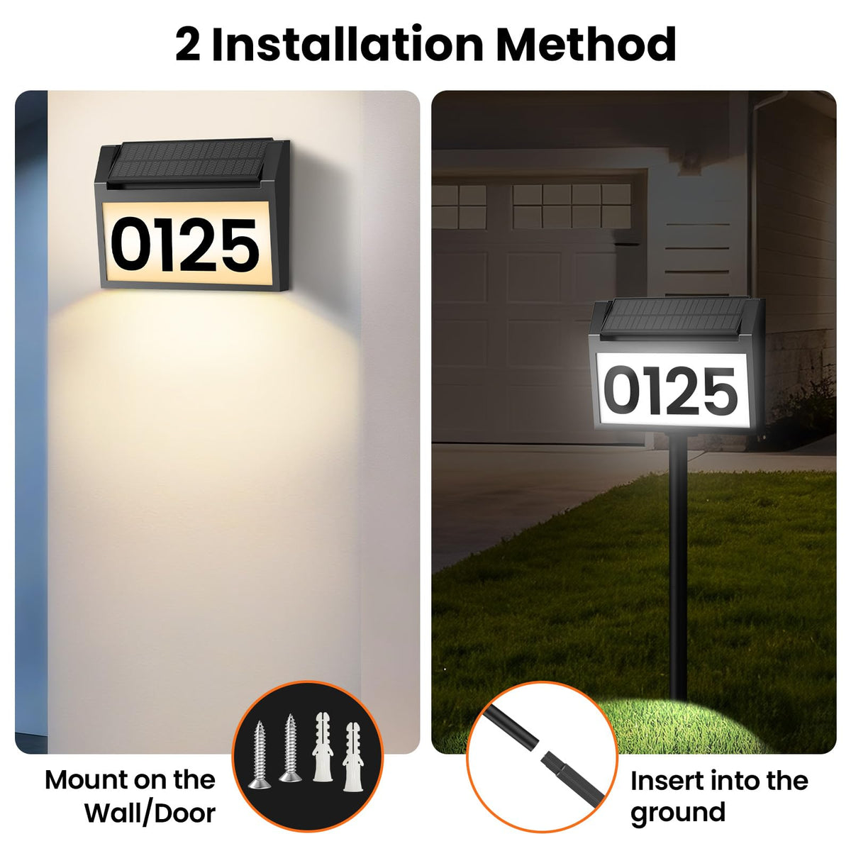 TECKNET solar address sign smart sensor to light at dusk