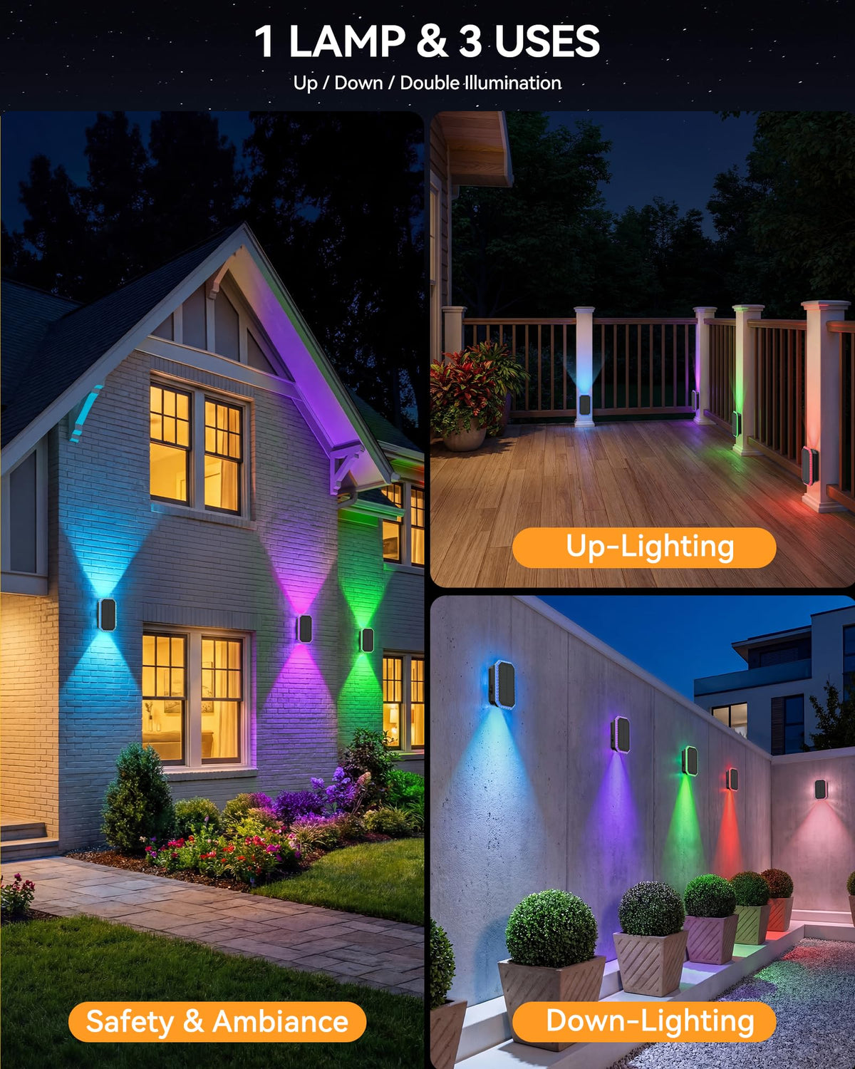 TECKNET dusk-to-dawn sensor automatically activates at night.