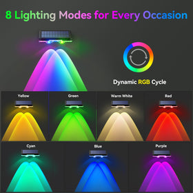 TECKNET fence lights offer RGB modes for vibrant outdoor color