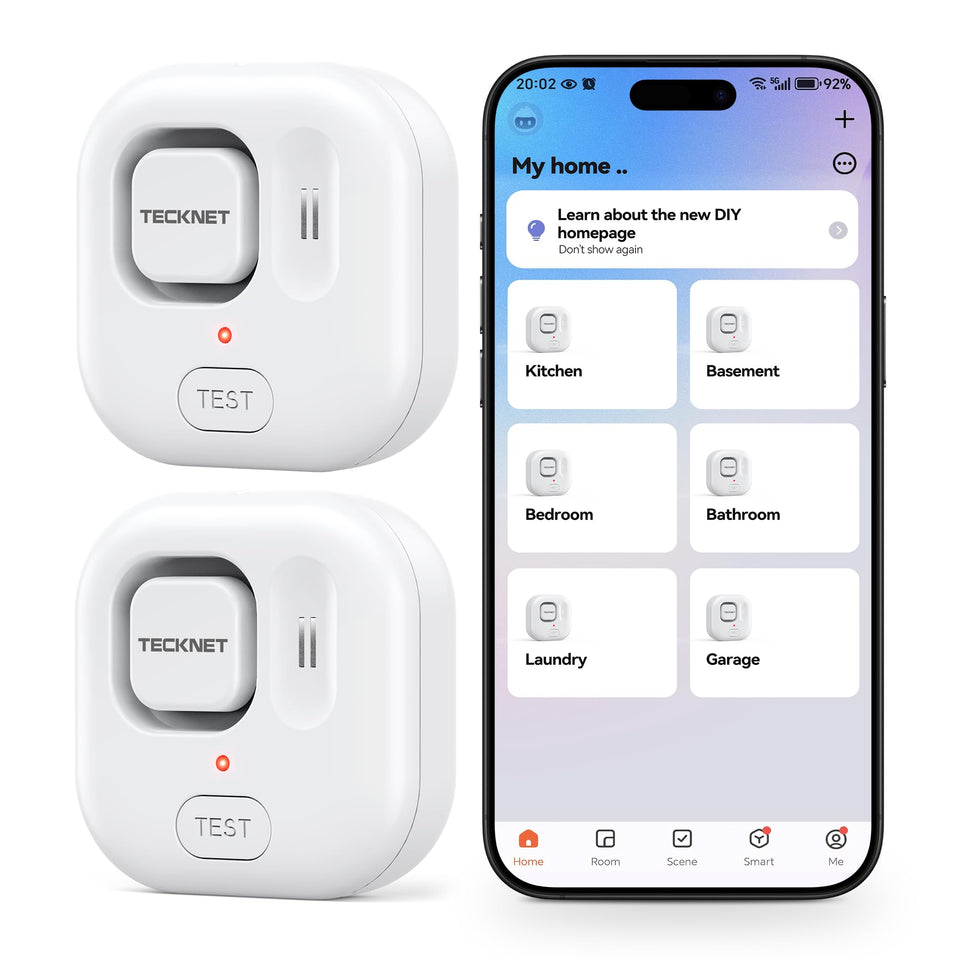 TECKNET WiFi leak detector under sink with early alerts for moisture