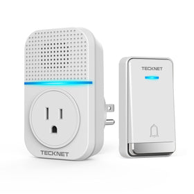 TECKNET wireless doorbell plug-in setup for seamless wall installation.
