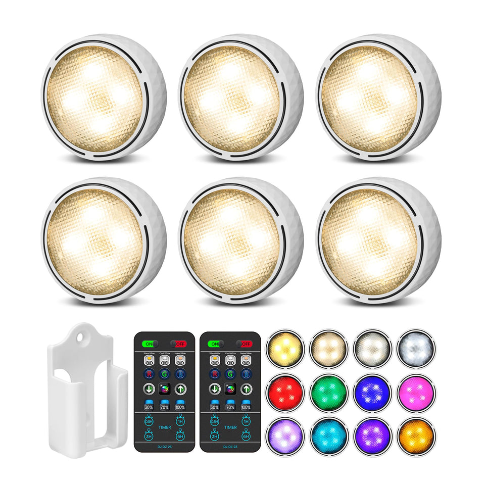 TECOMLIGHT puck lights illuminate under-cabinet spaces for easy kitchen tasks.