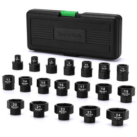 TecoTek 19-piece 3/8-in drive low-profile nano impact sockets for tight spaces.