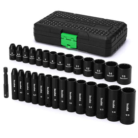 TecoTek 29-piece shallow socket set 4-15 mm for tight-space access