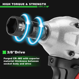 TecoTek 6-point sockets provide secure fastener engagement.