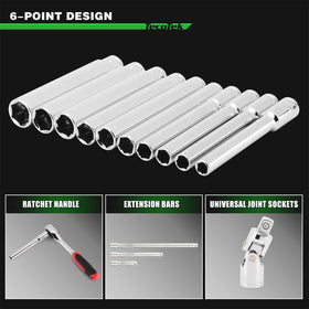 TecoTek chrome vanadium steel sockets offer lasting corrosion resistance.