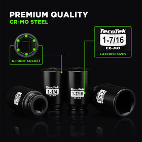 TecoTek 3/4-inch drive deep six-point socket 1-1-4 inch; broad compatibility with large fasteners.