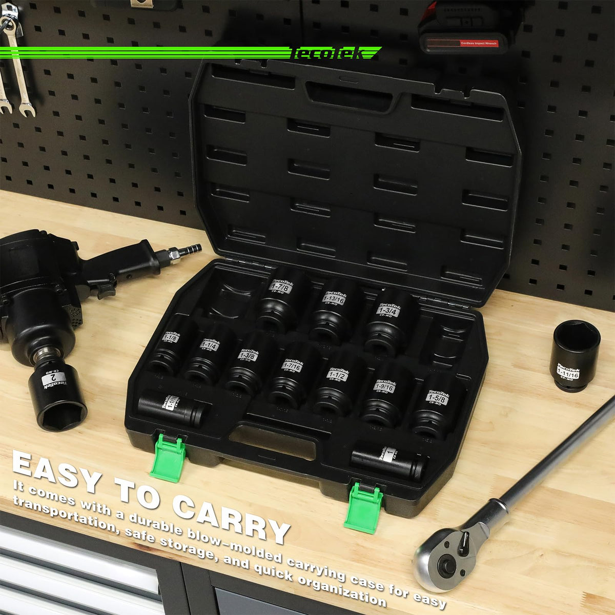 TecoTek 3/4-inch drive deep six-point socket 2 inch; ideal for oversized fasteners.
