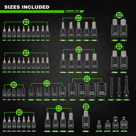 TecoTek E‑Torx sockets range from E4 to E24 for versatile fastener compatibility.