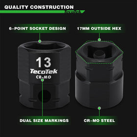 TecoTek sockets with high-visibility size markings speed up tool selection.