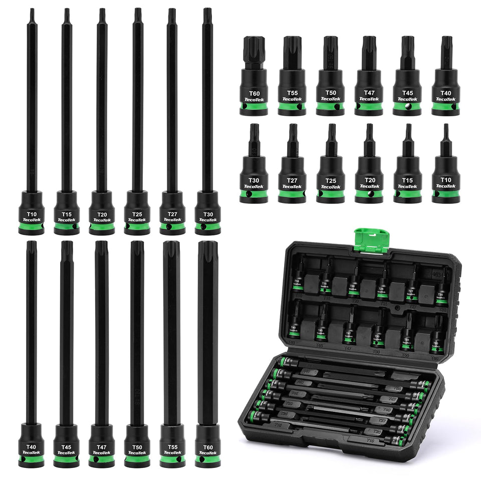 TecoTek 2in Torx sockets for T10–T60 reach in tight spaces