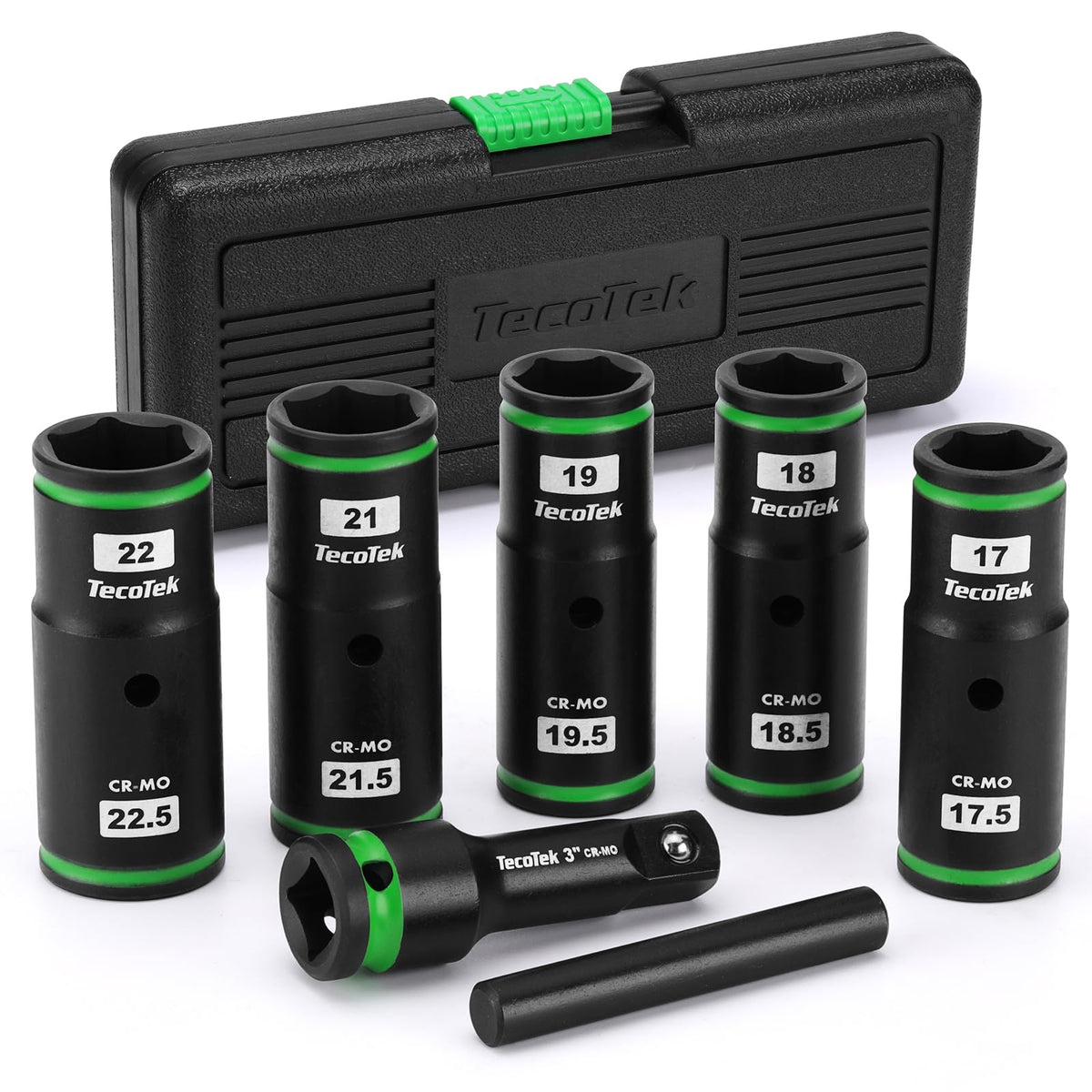 TecoTek lug-nut socket set in tray for on-site auto repairs