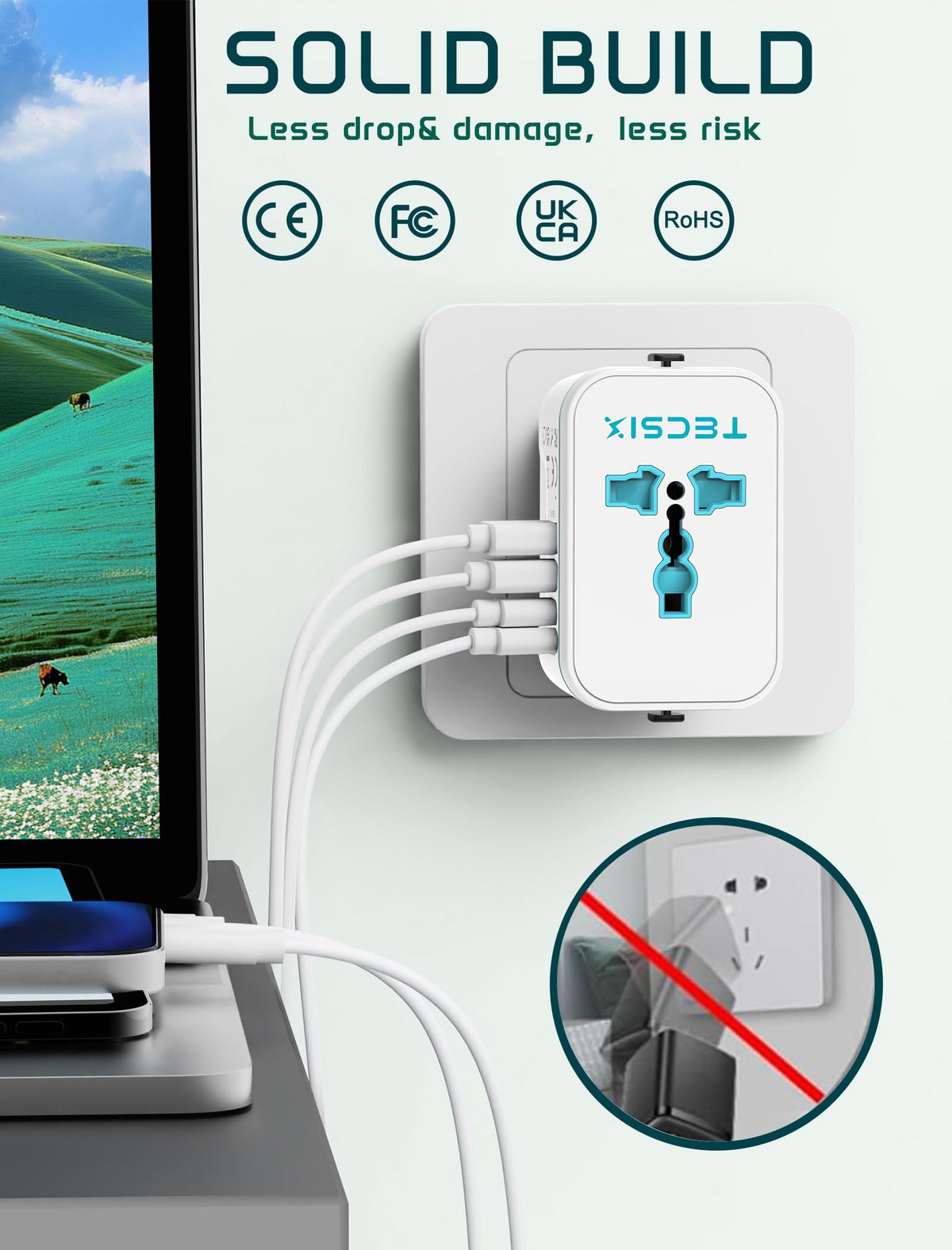 TECSIX safety protections guard devices during international charging