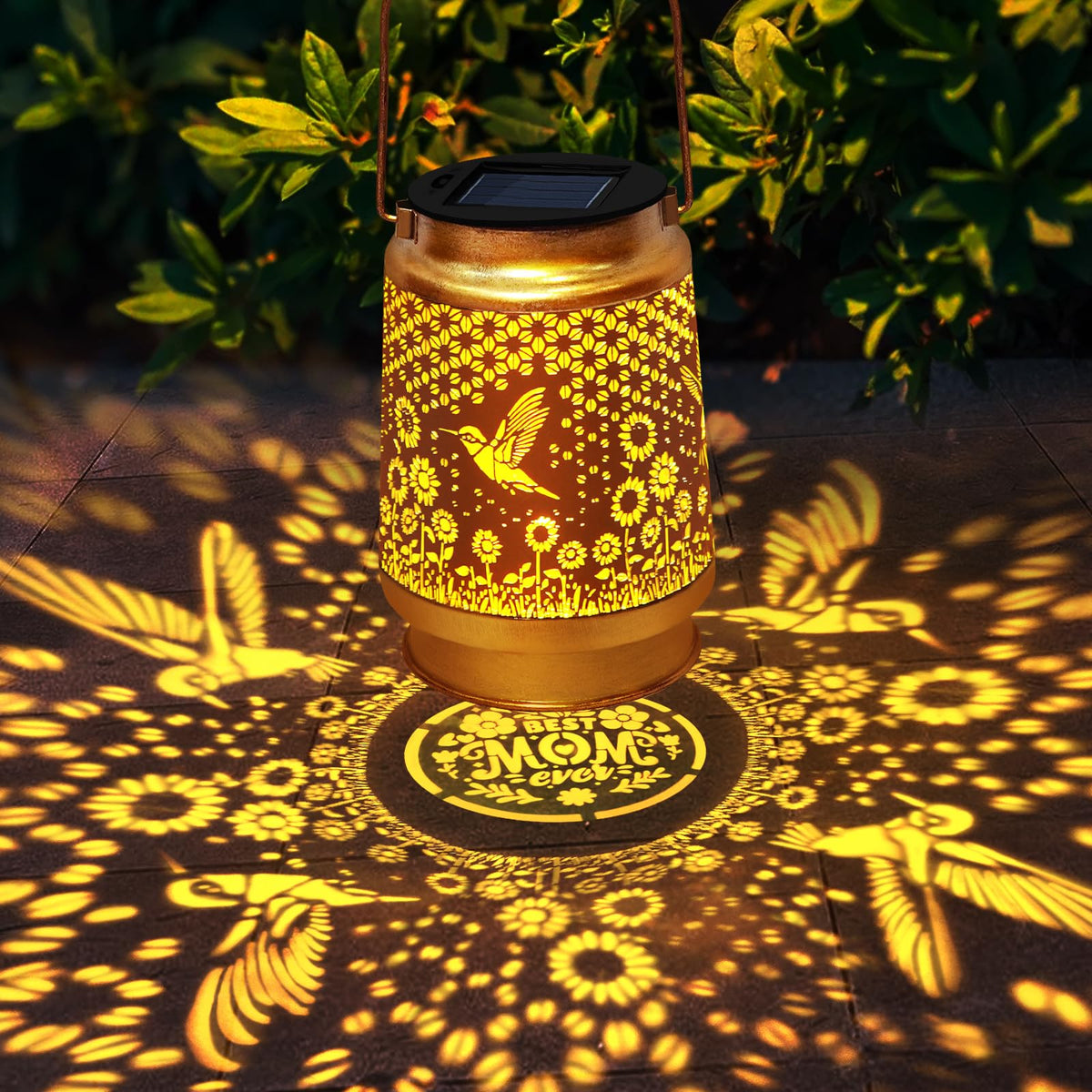 TEDOF hummingbird sunflowers pattern lantern creates intricate light patterns