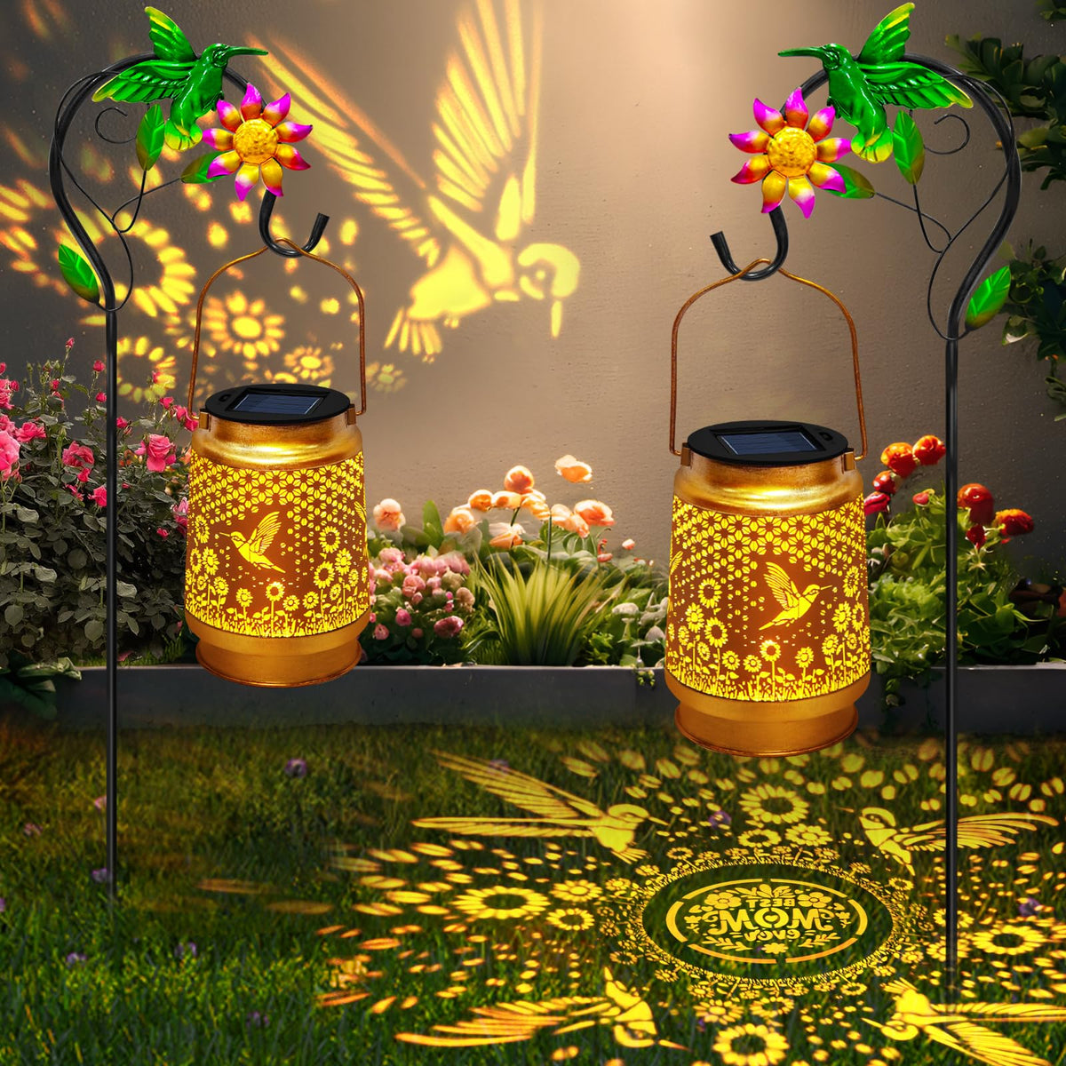 TEDOF solar lantern hanging setup shown with included instructions