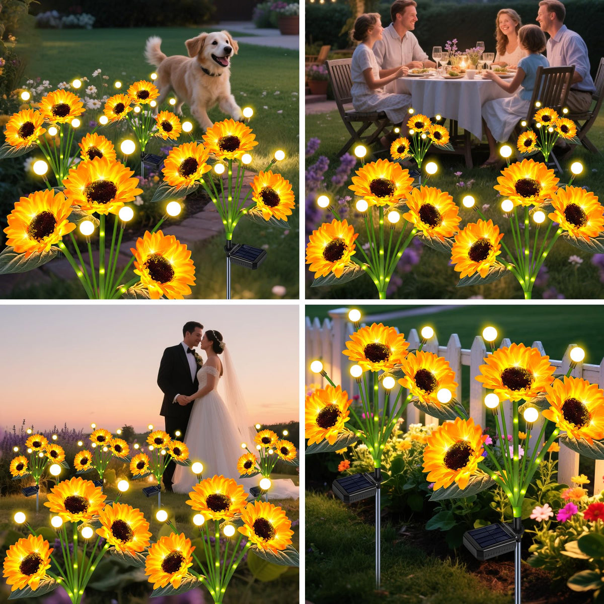 TEDOF solar sunflowers ground installation shows quick, tool-free setup.