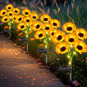TEDOF solar sunflower lights outdoor 4-pack for warm path lighting and garden charm.