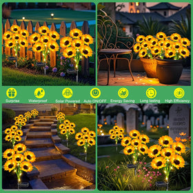TEDOF solar sunflower lights require no wiring, simply stake into soil.