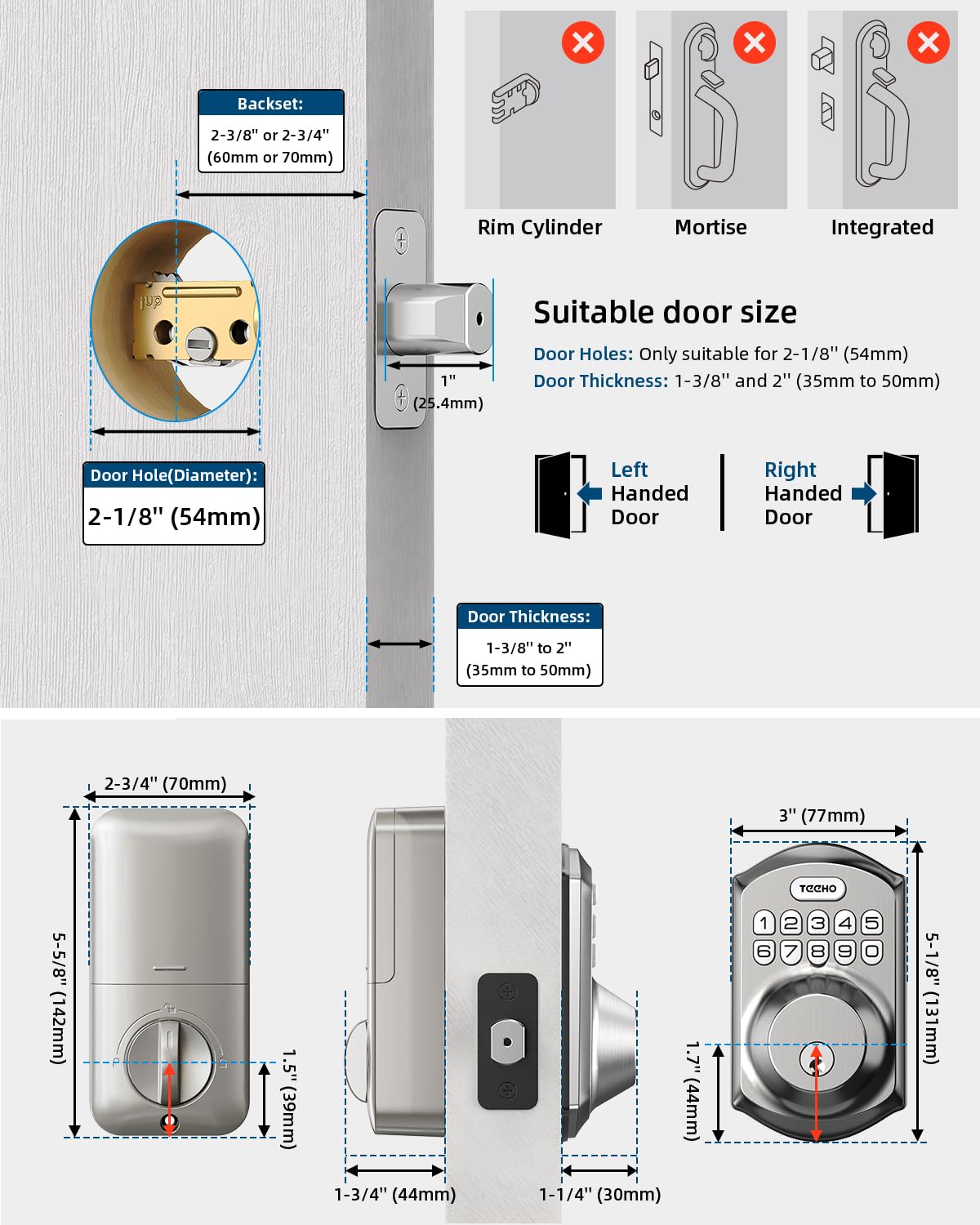 Aluminum alloy deadbolt core of TE001 for strength and reliability