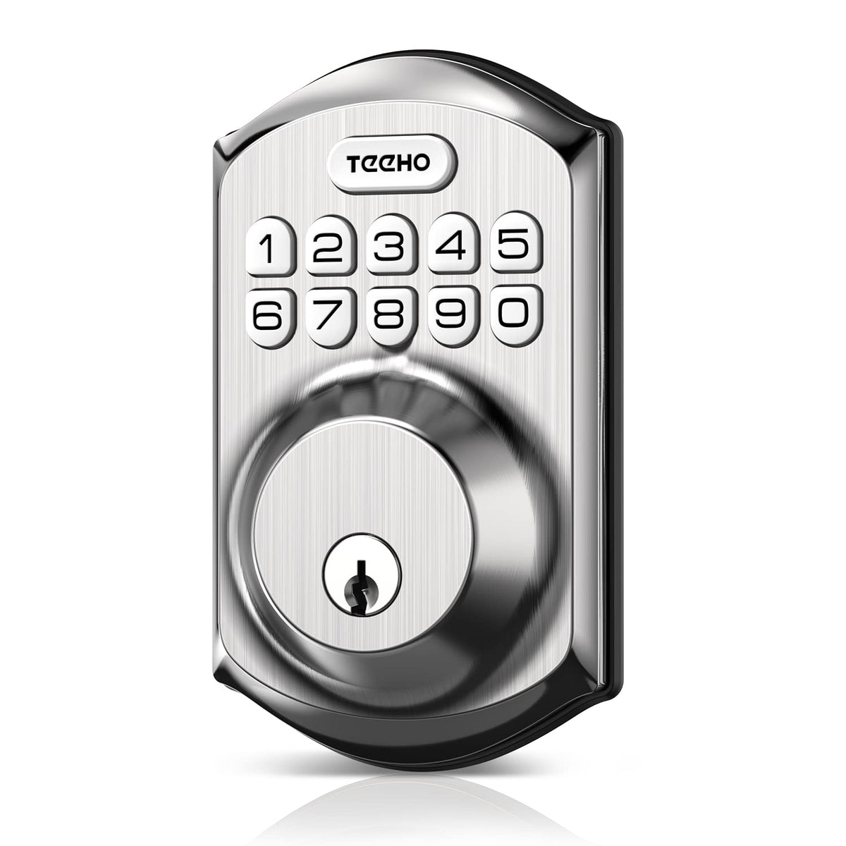 TEEHO TE001 keyless entry lock mounted on front door for convenient access