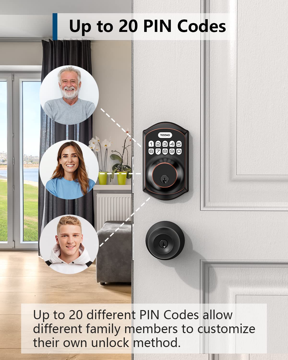 TEEHO TE001 smart deadbolt cylinder for durable home protection.