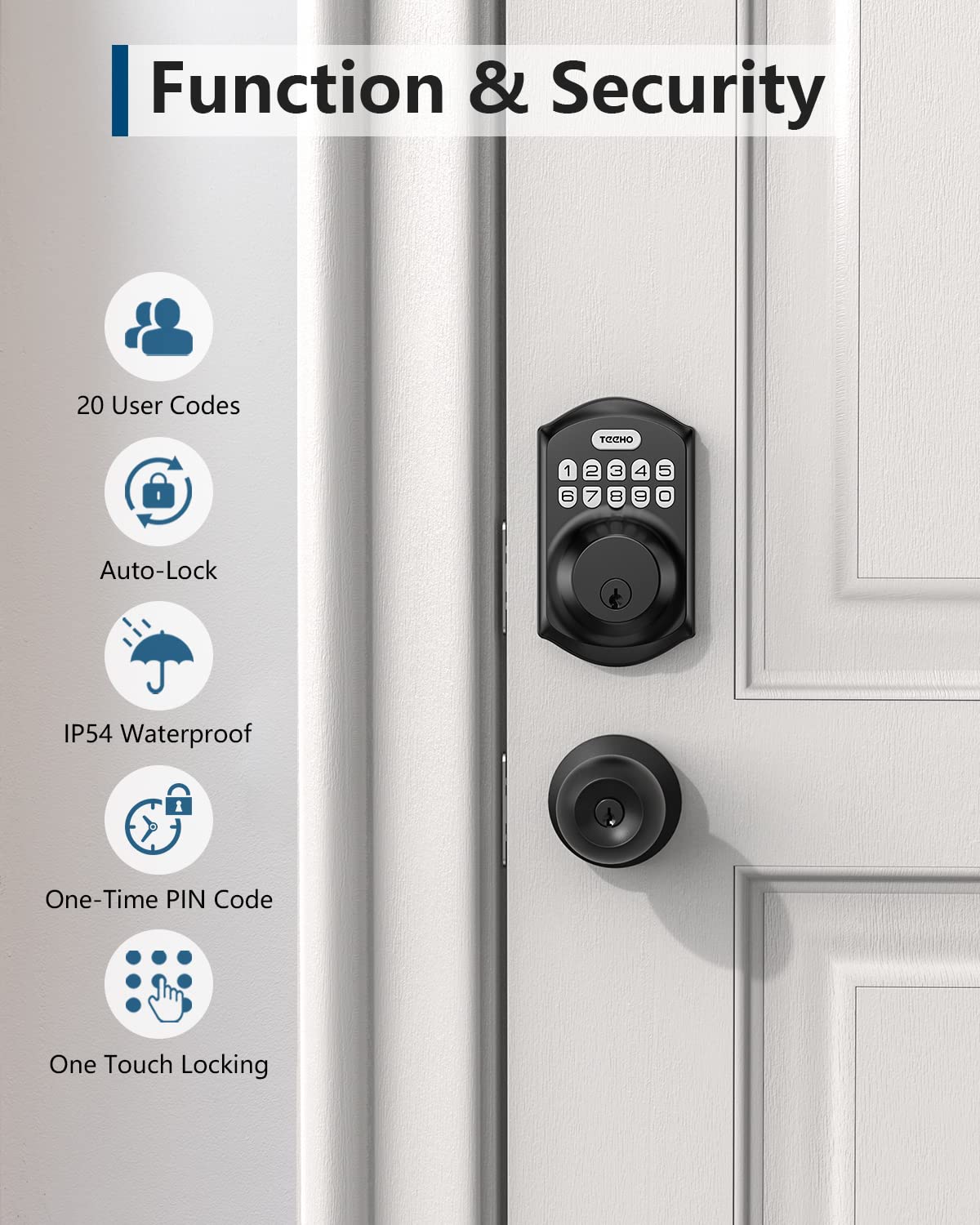 TEEHO TE001 solid lock cylinder adds robust protection against tampering.