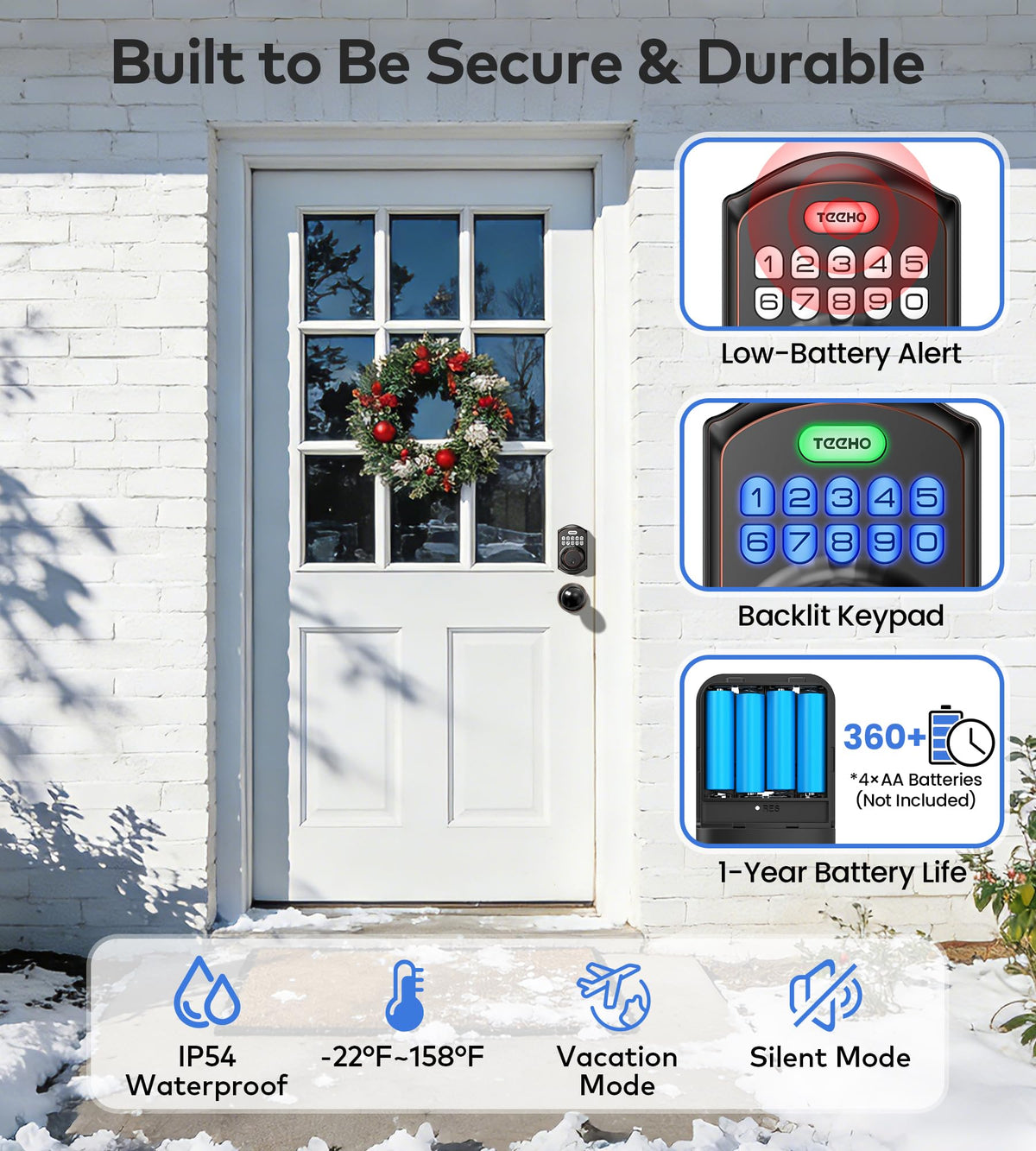 TEEHO TE001K weather-resistant body ideal for outdoor front doors