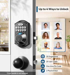 TEEHO TE002 lock front view showcases durable aluminum housing for home security.