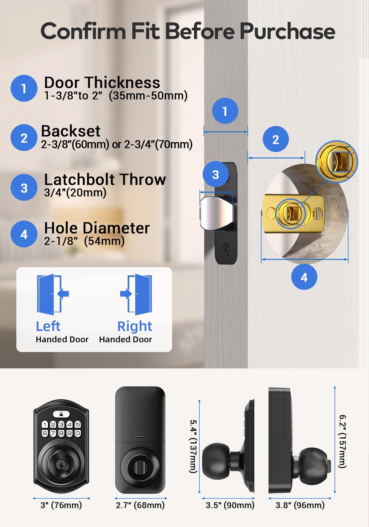 TEEHO TE003 interior knob closeup showing privacy control