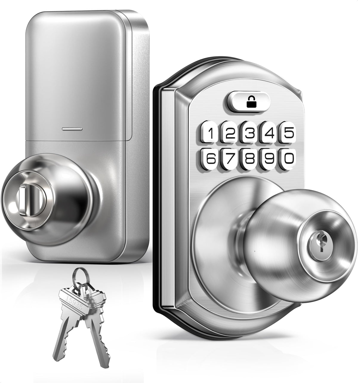 TEEHO TE003 keyless entry keypad on front door for secure access.