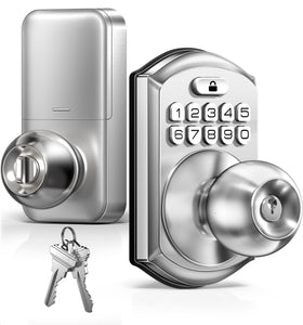TEEHO TE003 keyless entry keypad on front door for secure access.