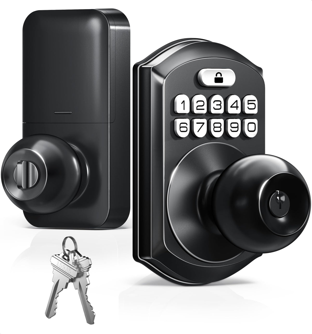 TEEHO TE003 keypad door lock with handle, front view for secure entry