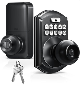TEEHO TE003 keypad door lock with handle, front view for secure entry