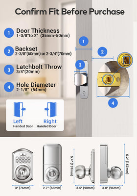 TEEHO TE003 satin nickel smart door knob with code for easy entry.
