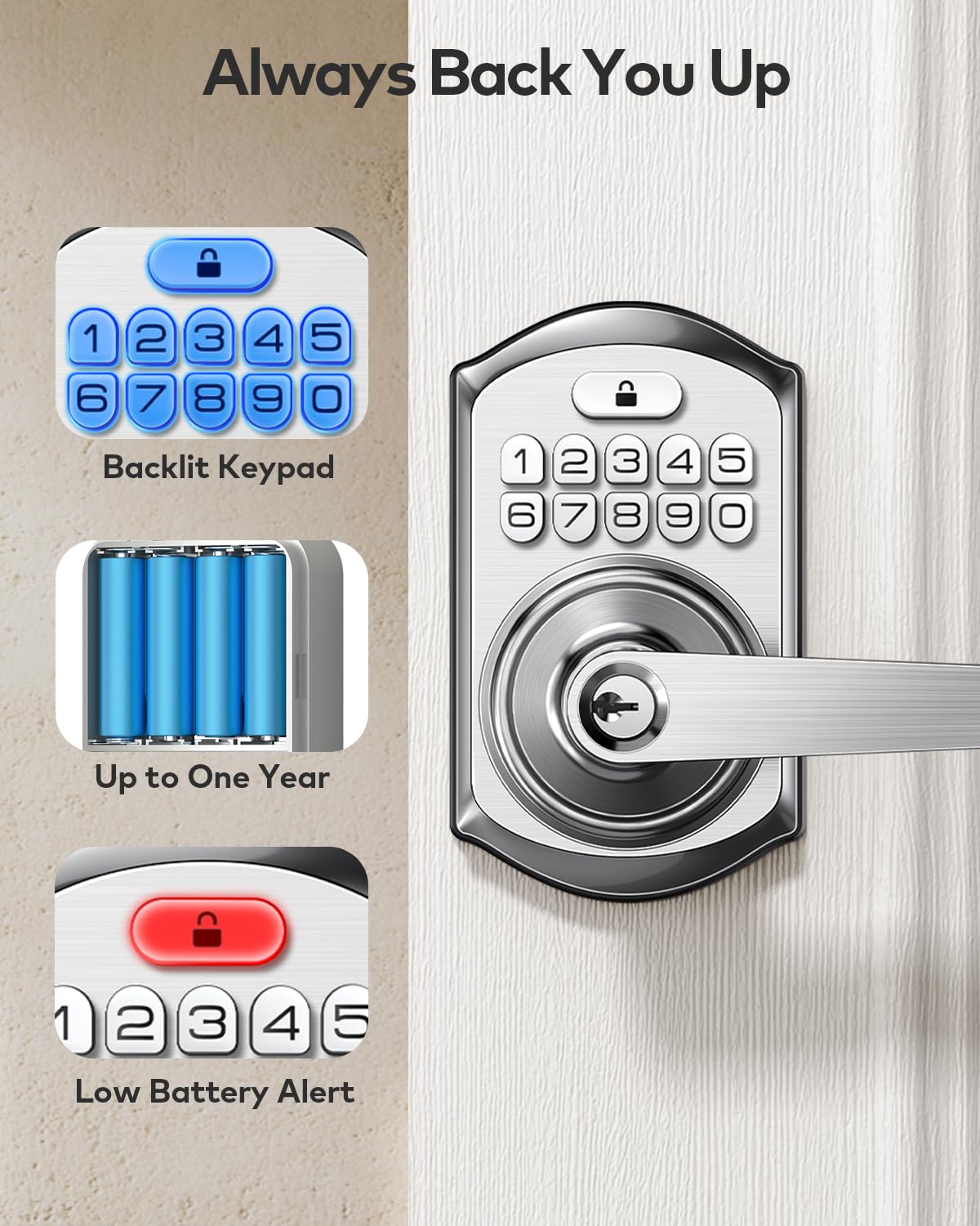 TE004 front door satin nickel handle combo combines style and security