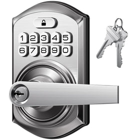 TE004 keyless entry keypad lock in satin nickel for secure home access