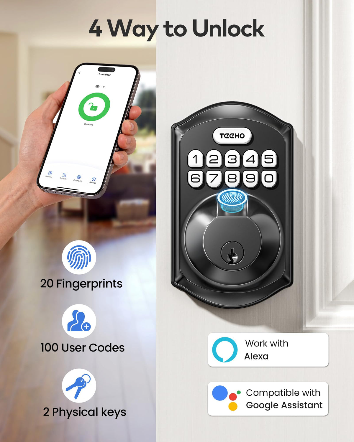 TEEHO TE012W keypad with codes for convenient keyless access