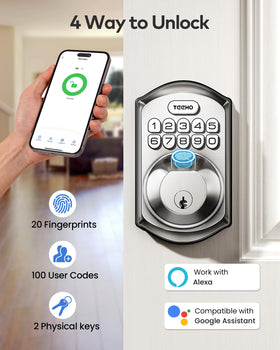 TEEHO TE012W passcode unlock supports up to 100 codes for flexible access