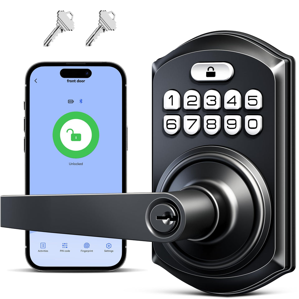 TEEHO TE019 smart keypad lock front view highlights matte finish and secure entry